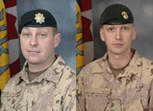Cpl. Brent Poland, left, and Cpl. Christopher P. Stannix, right.